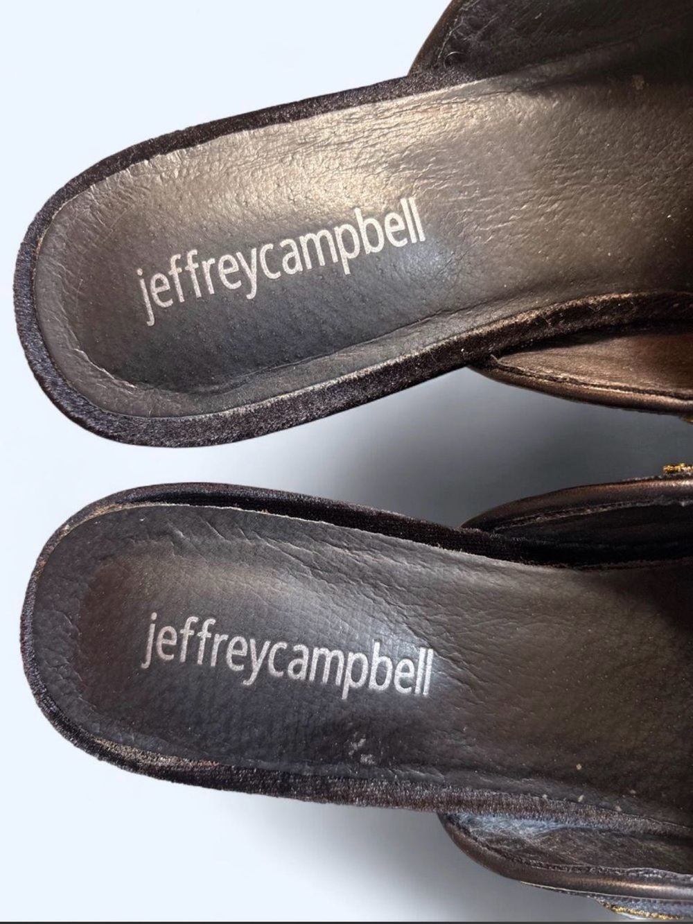 Jeffrey Campbell Black Velvet Pointed Mules with Gold & Teal Floral Embroidery - Picture 4 of 5